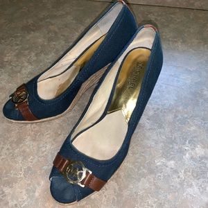 Size 9.5 Michael Kors peep-toe wedges